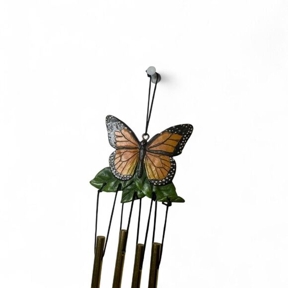 VTG Small Monarch Butterfly Wind Chime Black Orange Garden Decor Cottagecore - Picture 5 of 7